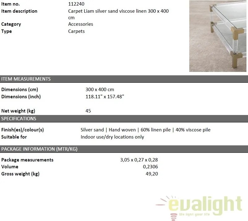 Covor design LUX realizat manual din vascoza si in, Liam 300x400cm 112240 HZ