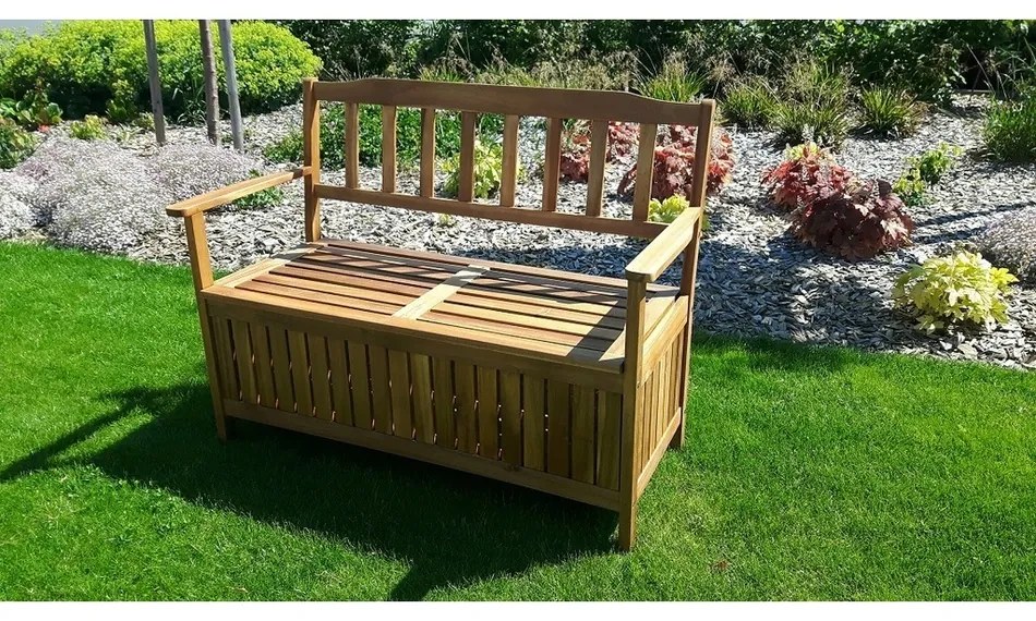Bancă din lemn cu depozitare Edita, 120 x 57 x 90cm