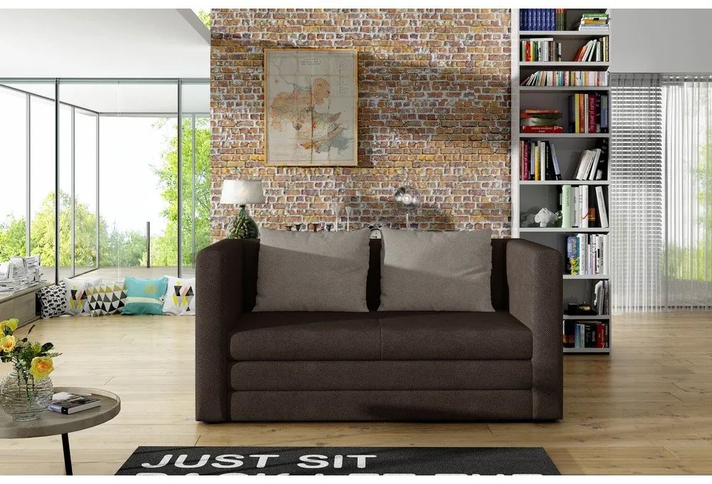 Canapea maro extensibilă cu tapițerie din chenille 132 cm Neva – ELTAP