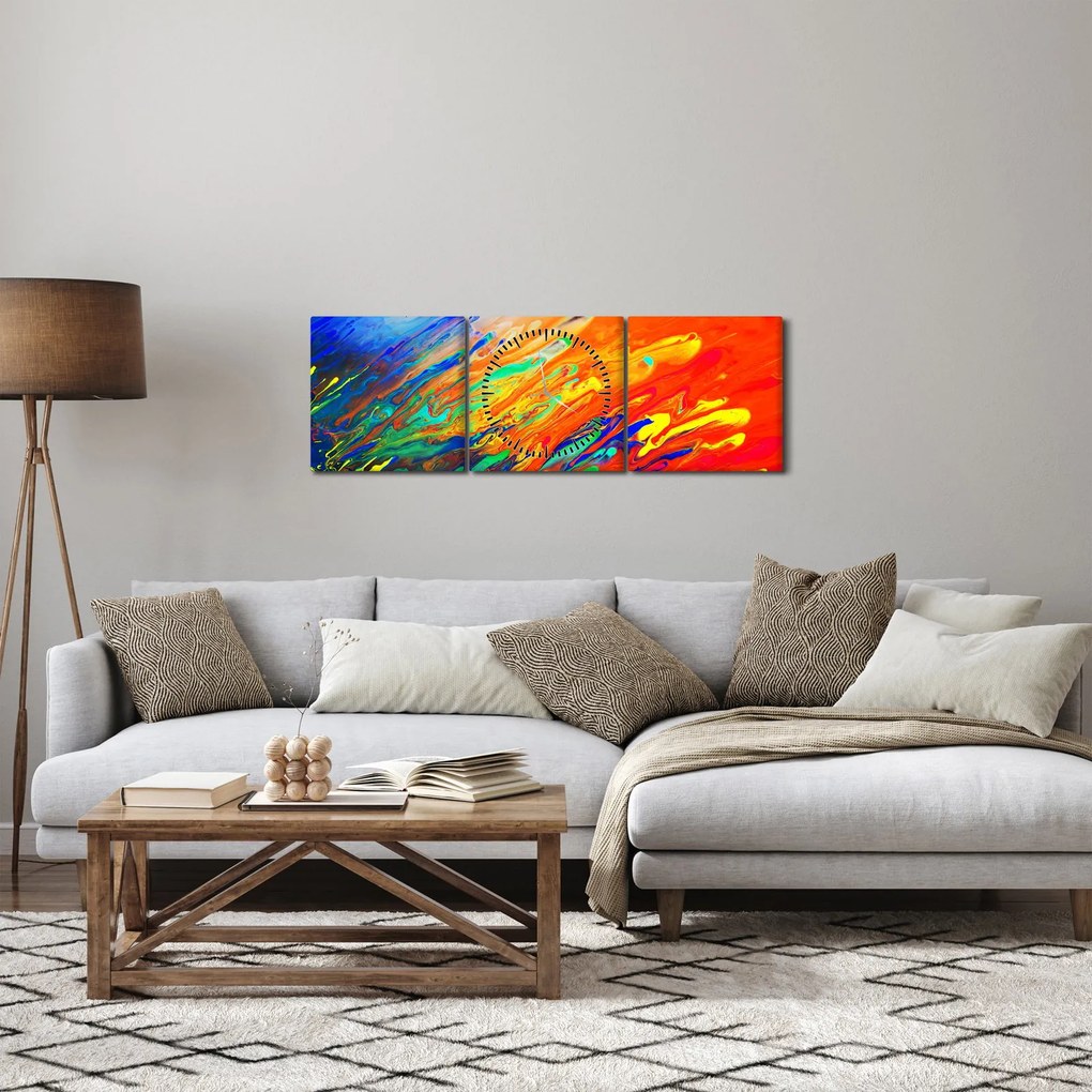 Tablou - Abstract colorat (cu ceas) (90x30 cm)