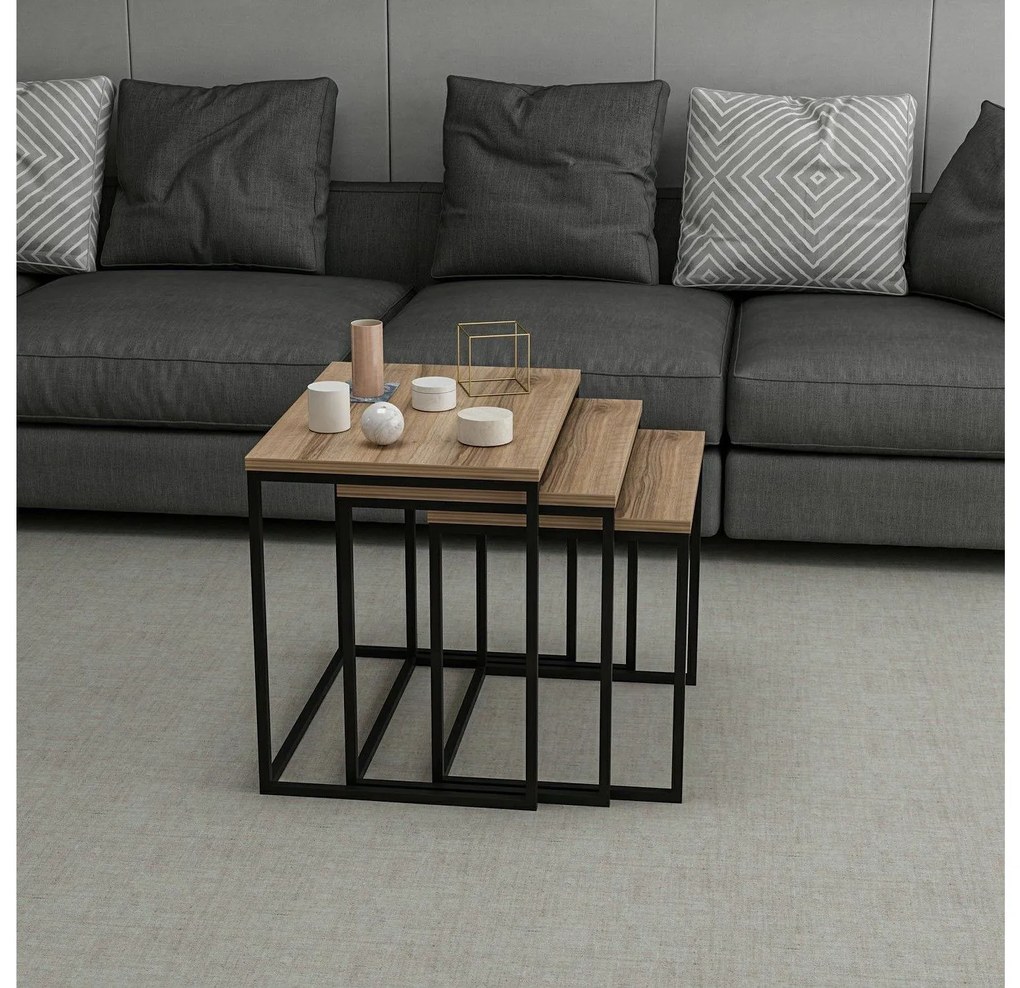 Set 3buc. măsuțe cafea Losuku 7 (Nuc) . 1094350