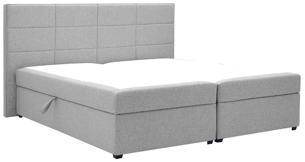 Pat matrimonial Boxspring 180 cm Revenant (gri deschis) (cu somieră și saltea) (cu sp. depozitare). 1098563