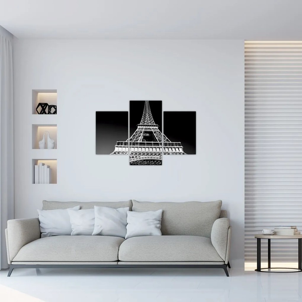 Tablou - Turnul Eiffel, alb-negru (90x60 cm)