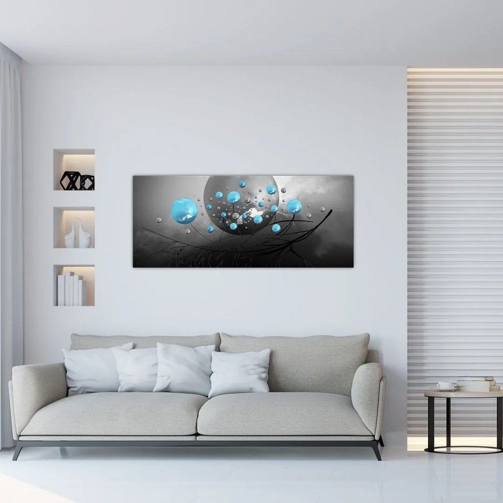Tabloul - bile abstracte albastru deschis (120x50 cm)
