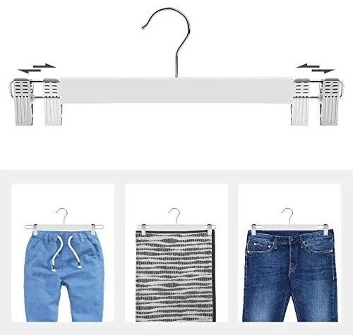 Set de 8 umerase din lemn, Songmics, Alb, 34x1.2x12.5 cm