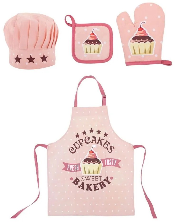Set de bucătărie pentru copii din bumbac 4 buc Cupcakes - Tiseco Home Studio