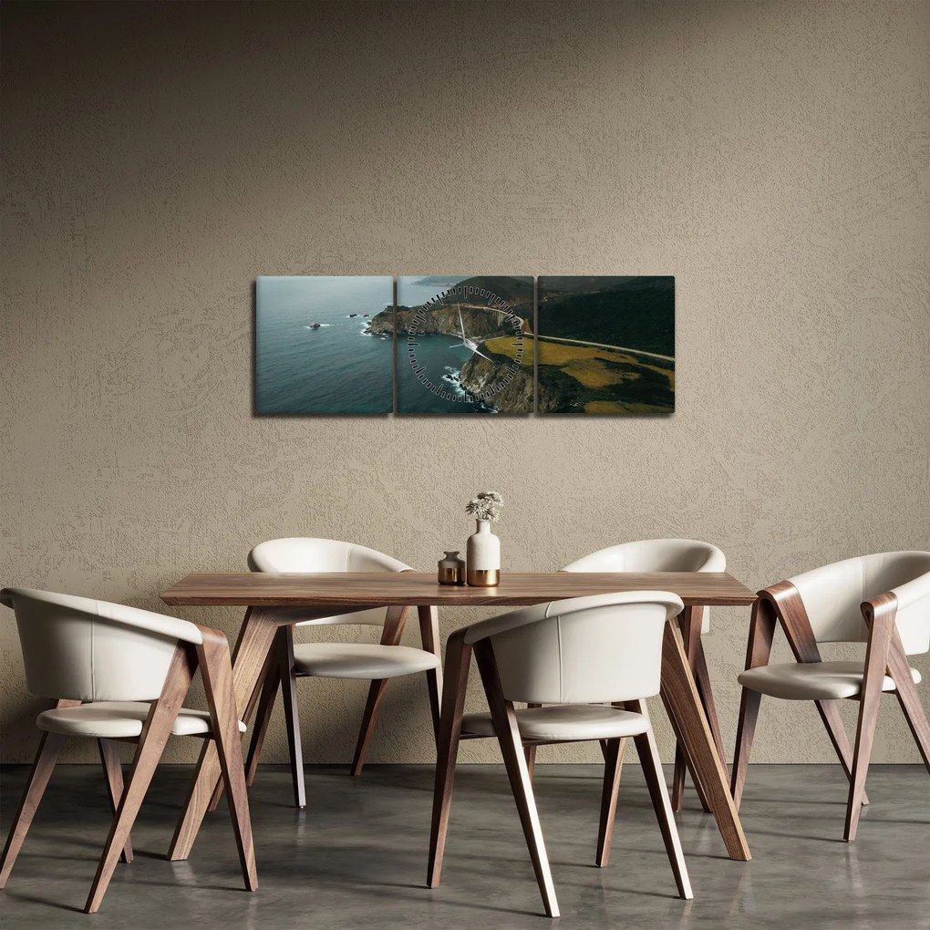 Tablou - Stânci în ocean (cu ceas) (90x30 cm)