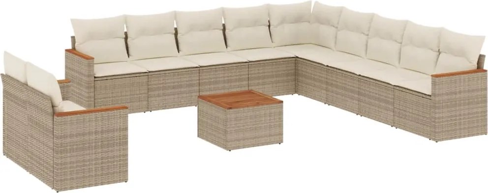 vidaXL Set canapele de grădină cu perne, 12 piese, bej, poliratan