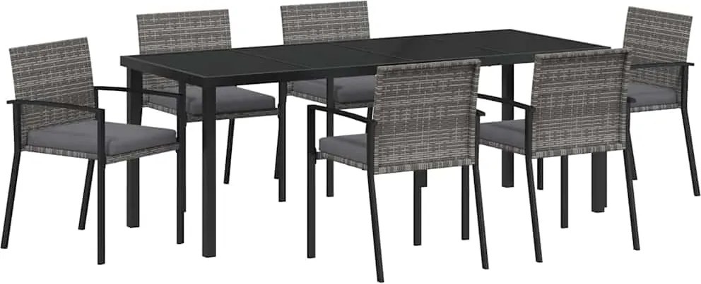 vidaXL Set de masă pentru grădină 6 pcs Gri Oțel vopsit electrostatic