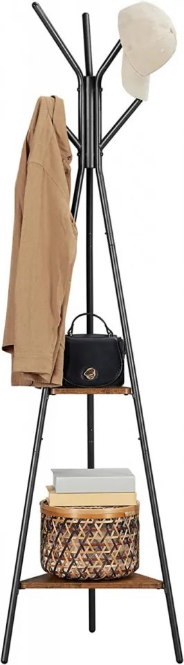 Cuier pom, 49.5 x 49.5 x 179 cm, metal, maro / negru, Vasagle