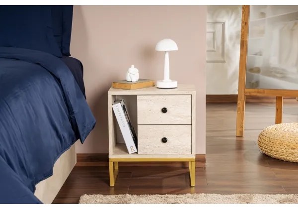 Noptieră GLIMMER 50x45,2 cm bej/auriu