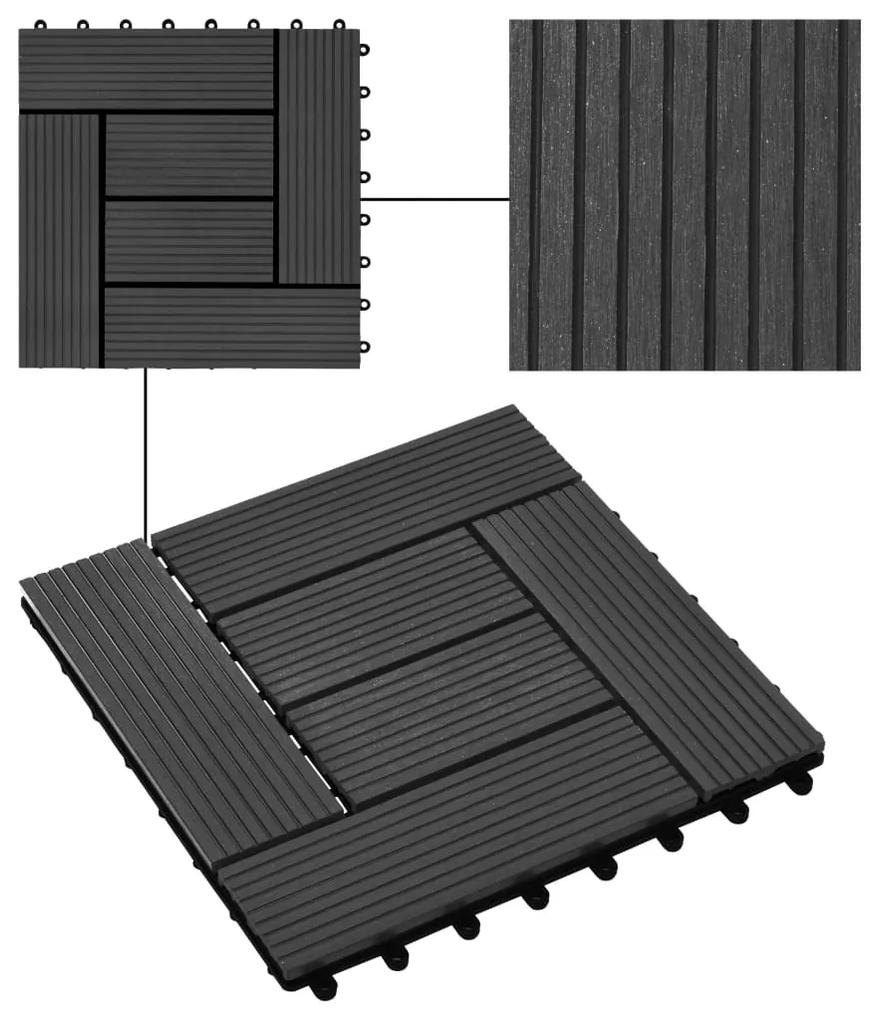 Placi de pardoseala, 11 buc, negru, 30x30 cm, WPC, 1 mp Negru, 11, Model 2