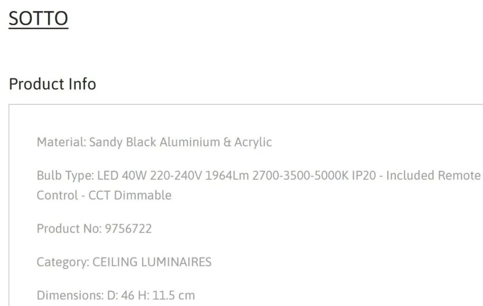 Plafoniera LED dimabila cu telecomanda SOTTO neagra