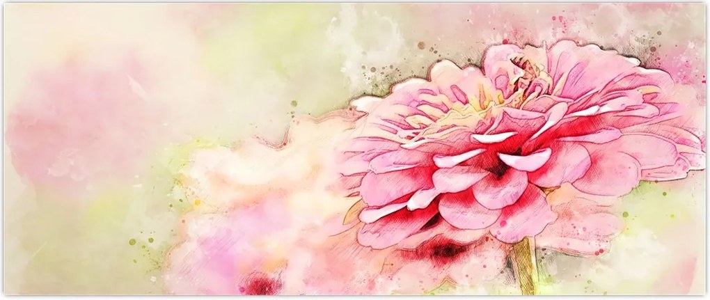 Tablou - Floare roz, aquarel (120x50 cm)
