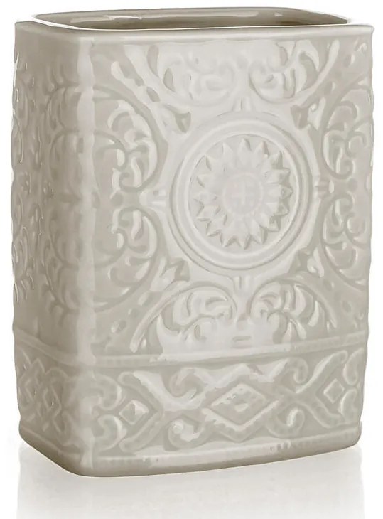 Pahar pentru periuţe de dinţi din ceramică, gri-bej