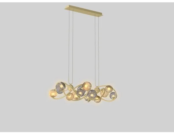 Lustră LED pe cablu METZ Wofi 7015-1404 14xG9/3,5W/230V auriu/gri