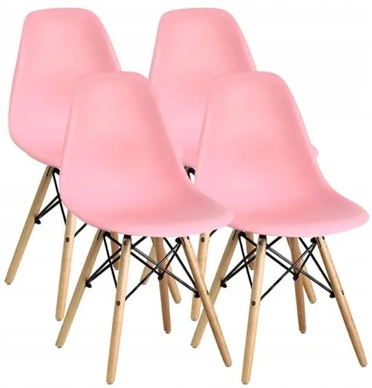 Scaune de sufragerie 4buc roz, stil scandinav Classic