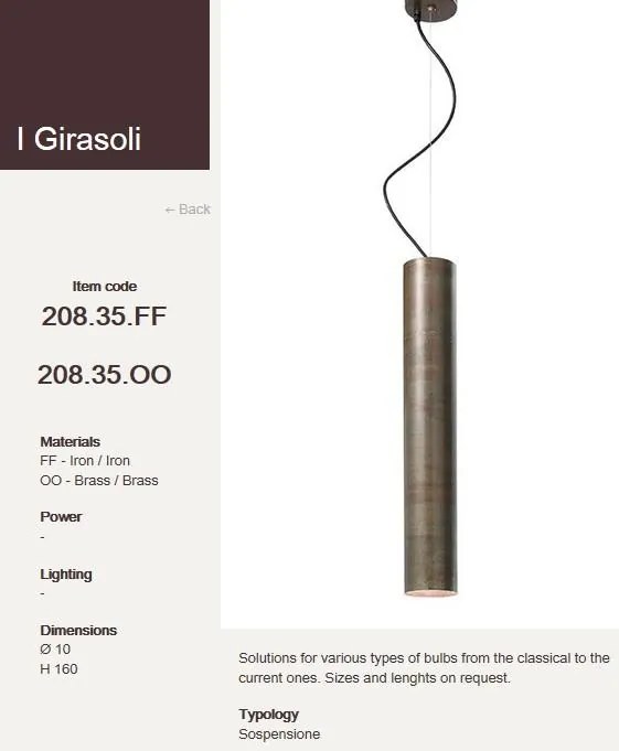 Pendul clasic antique brass diametru 10cm, H-150cm I Girasoli 208.35