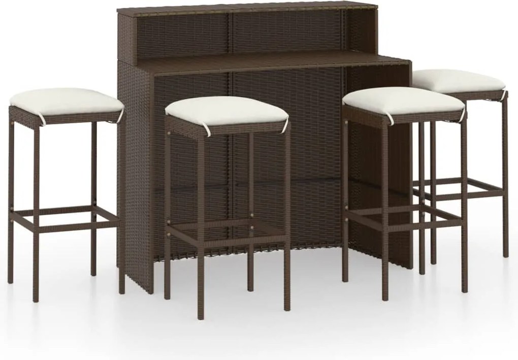 vidaXL Set mobilier bar de grădină cu perne, 5 piese, maro