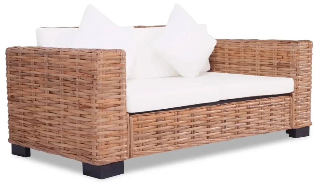 278623 vidaXL Set canapea cu perne, 2 piese, ratan natural