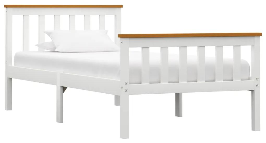 3060432 vidaXL Cadru de pat cu 2 sertare, alb, 90 x 200 cm, lemn masiv pin