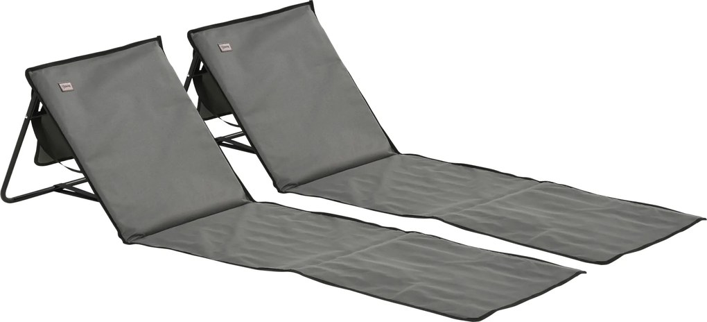 Outsunny Set 2 Șezlonguri Pliabile cu Unghi Reglabil și Buzunar cu Fermoar, 142x51x40 cm, Albastru | Aosom Romania