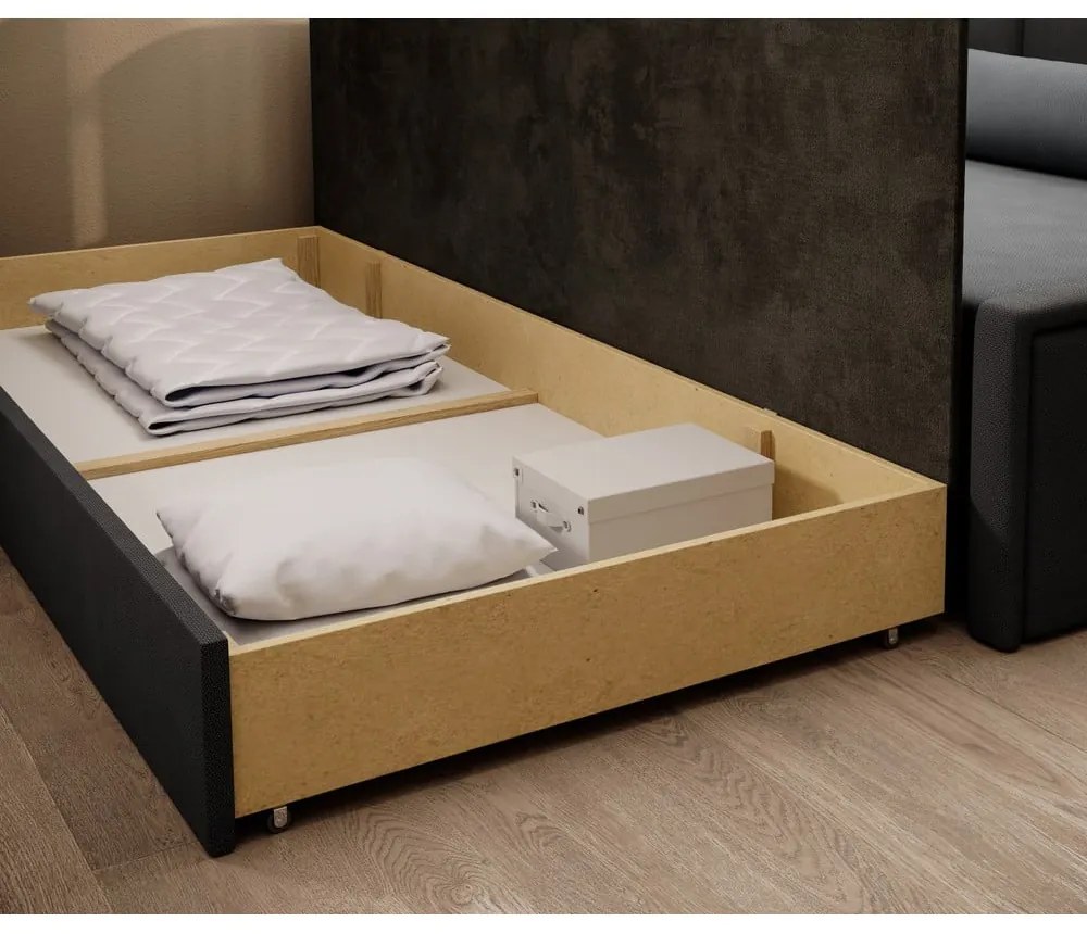 Canapea gri închis extensibilă/cu spațiu de depozitare cu tapițerie din chenille 214 cm Fulgeo – ELTAP