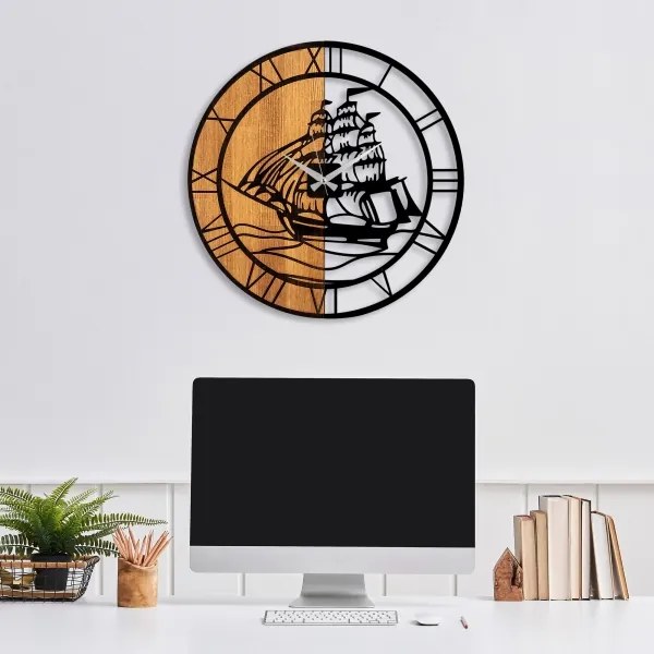 Ceas de perete d. 56 cm 1xAA lemn/metal