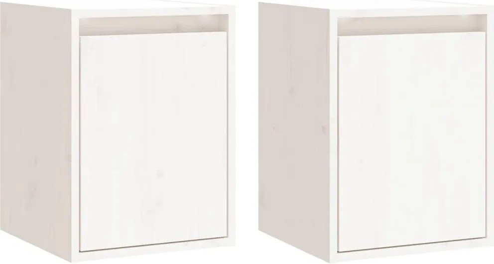 vidaXL Dulapuri de perete 2 buc. alb, 30x30x40 cm, lemn masiv de pin