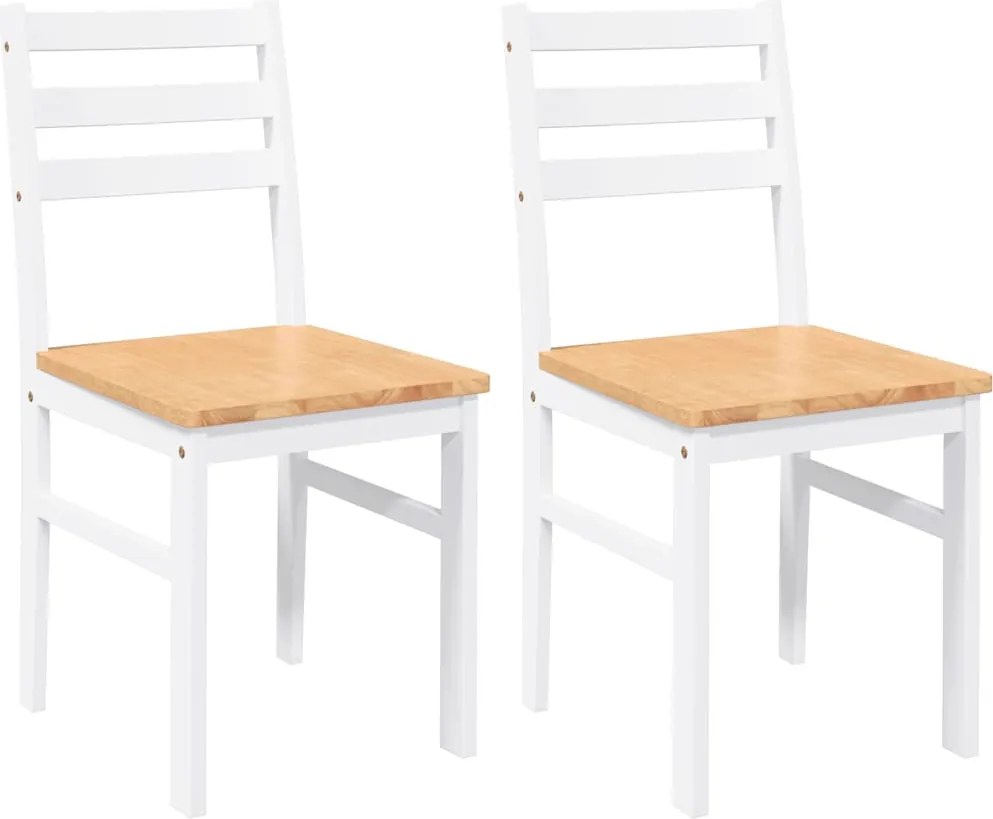 vidaXL Scaune de sufragerie 2 buc Cauciuc din lemn masiv alb