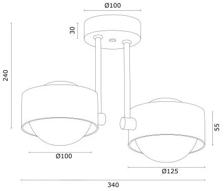 Plafoniera cu 2 spoturi design minimalist Massimo plus alb