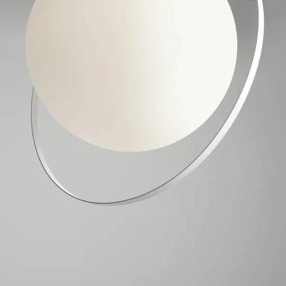 Pendul modern alb cu glob de sticla Aura