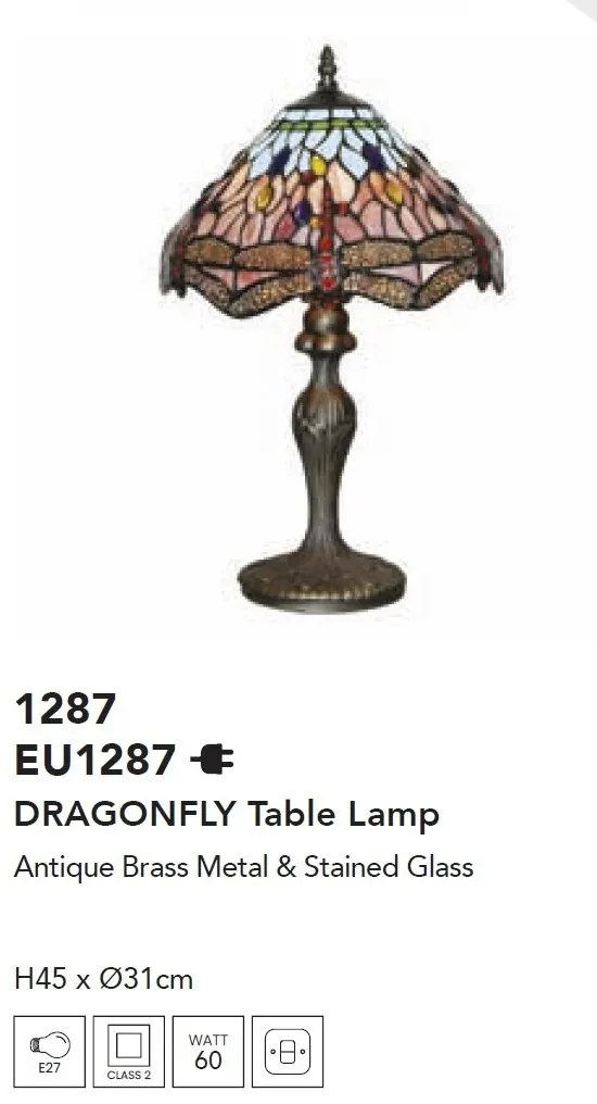 Veioza/Lampa de masa cu sticla tiffany Dragonfly