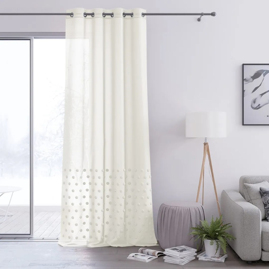 Perdea crem cu model brodat, LUNARE 140x250 cm