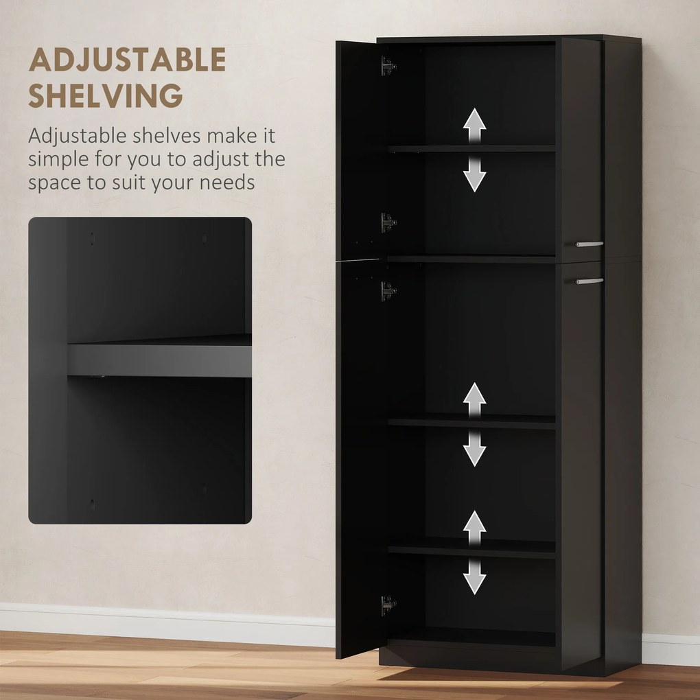 HOMCOM Mobilier de depozitare cu 2 dulapuri și rafturi reglabile din lemn negru | Aosom Romania