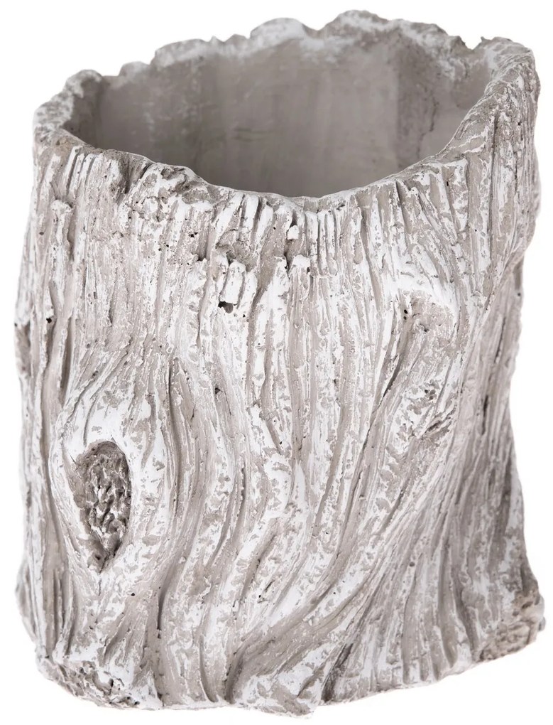 Ghiveci din beton Decor scoarță de copac, gri,12 x 13,5 cm, diam. 12 cm