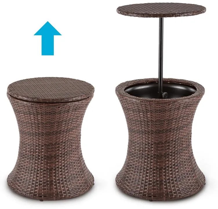Beerboy ,masă de grădină răcitoare băutură Ø50cm Polyrattan bicolor maro