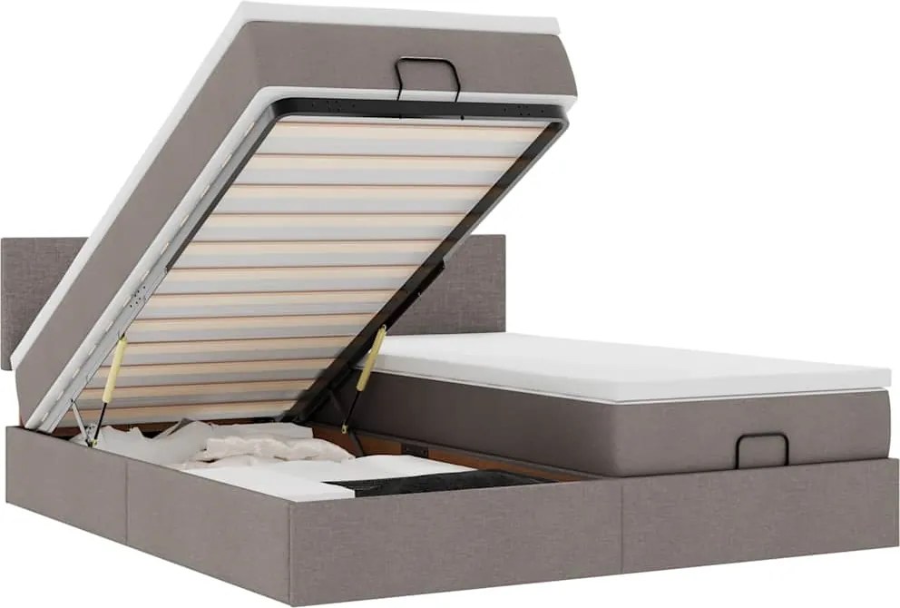 vidaXL Cadru de pat otoman cu saltele Taupe 180x200cm Material