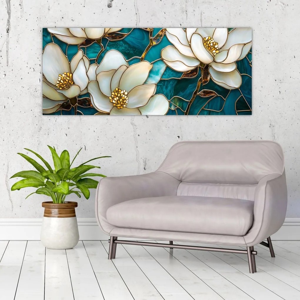 Tablou - Vitraliu cu magnolie (120x50 cm)
