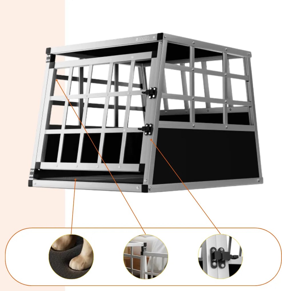 Cușcă de transport pentru câini BRUNO, 70x54x51cm, argintiu/negru Cadoca