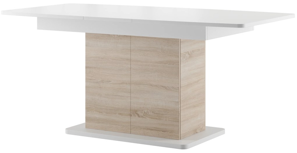 Masă sufragerie Sorred 03 (alb + stejar sonoma) (pentru 6 până la 8 persoane). 1068265