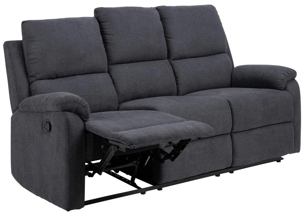 Sofa recliner Oakland 378101x190x90cm, 67 kg, Gri inchis, Tapiterie
