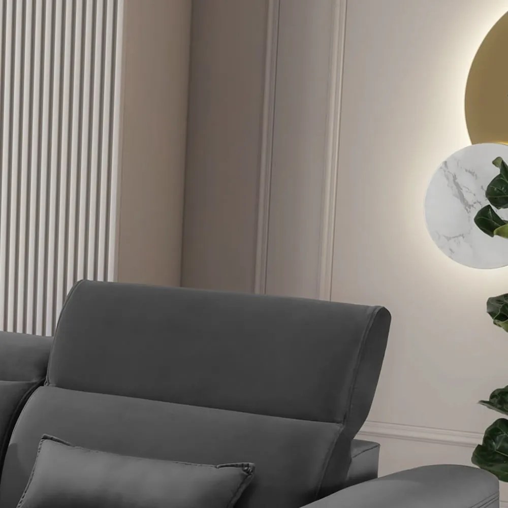 Colțar gri închis extensibil/cu spațiu de depozitare cu tapițerie din catifea (cu colț pe partea stângă/cu șezlong) Foble – ELTAP