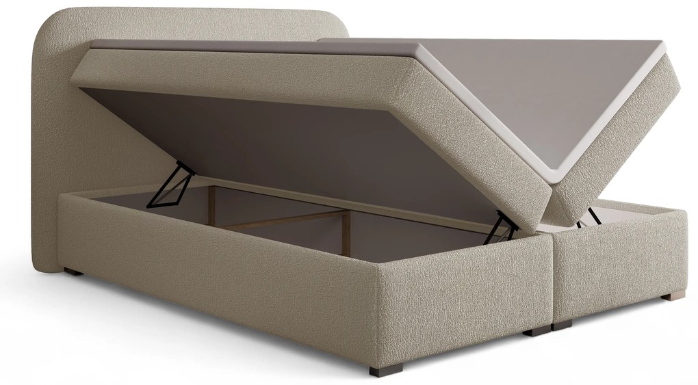 Pat continental Eleris 160x200 cu spațiu de depozitare - bouclé bej Quelle 05