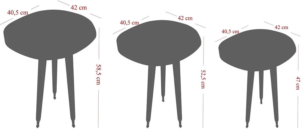 Masă pliantă Pizzo, 3 buc