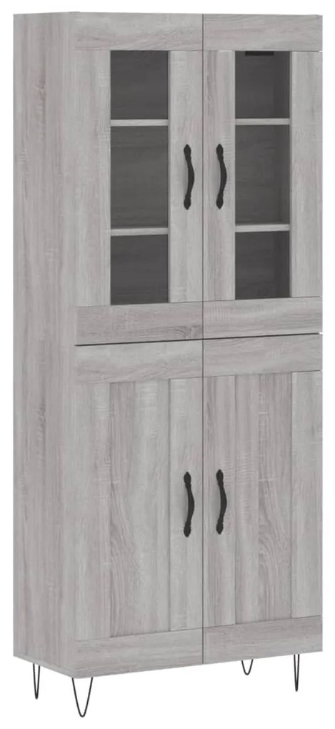 3198375 vidaXL Dulap înalt, gri sonoma, 69,5x34x180 cm, lemn compozit