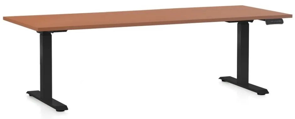 Masa inaltime reglabila OfficeTech C, 200 x 80 cm, bază neagră, cireașă