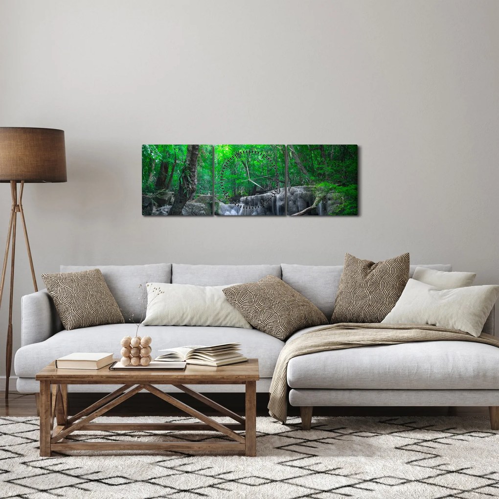Tablou - Cascada Erawan, Kanchanaburi, Thailanda (cu ceas) (90x30 cm)