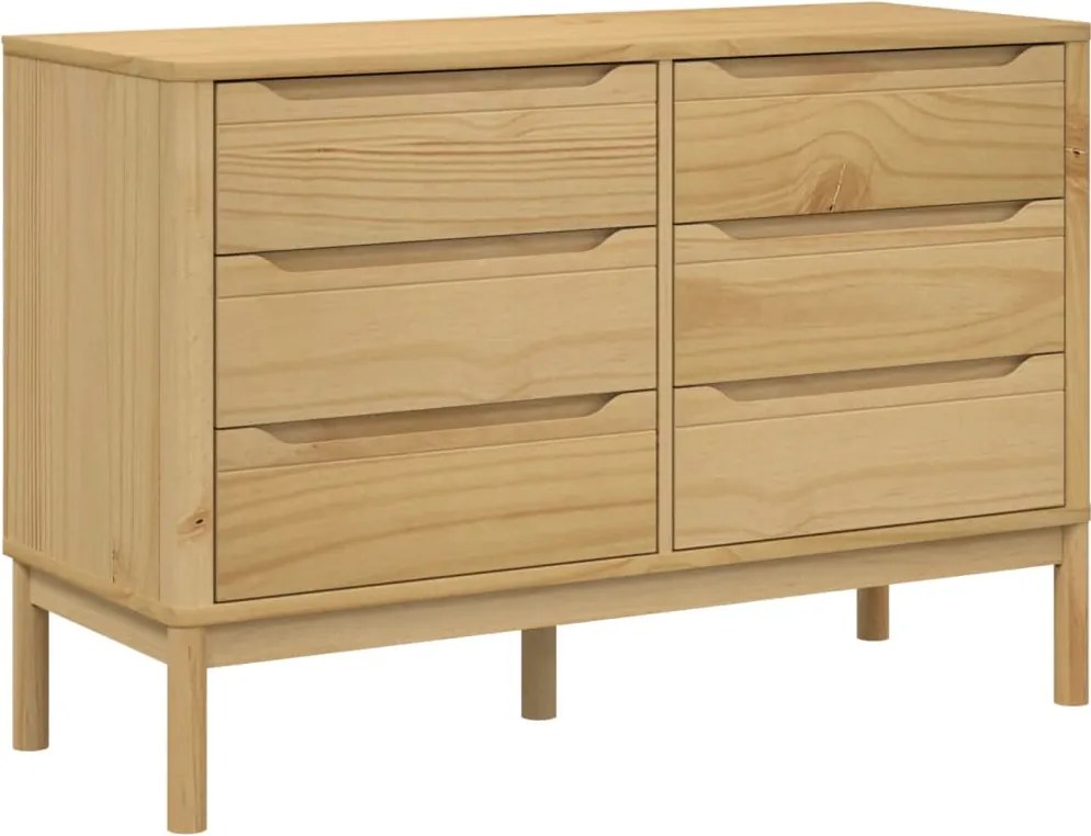 vidaXL Comodă cu sertare „FLORO”, maro ceruit, lemn masiv de pin