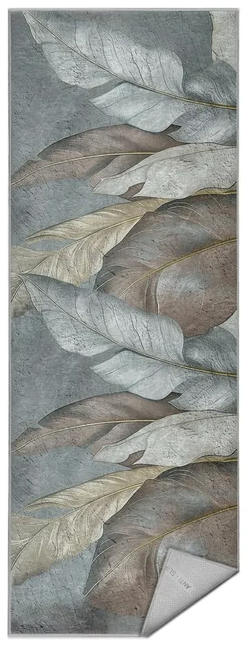 Covor tip traversă verde/gri lavabil 80x200 cm Dusty Leaves – Mila Home